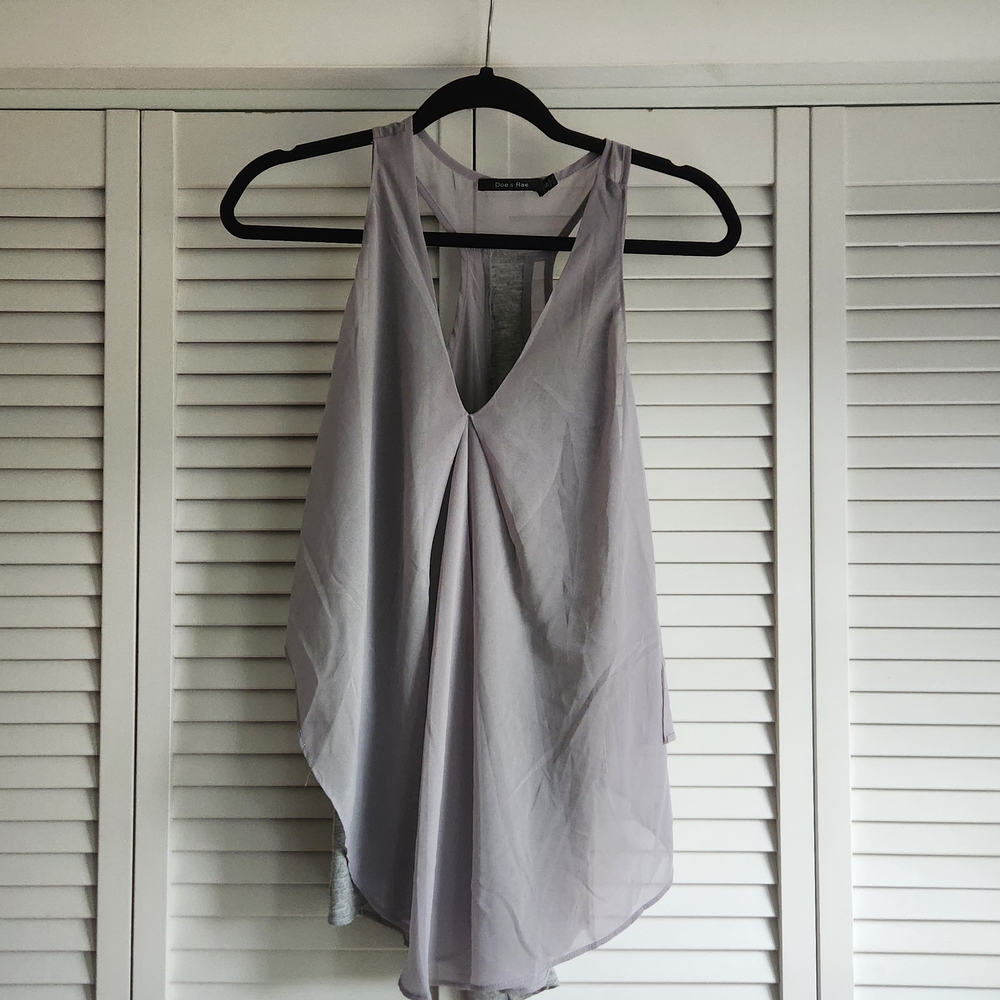 ☀️Doe & Rae New Gray Sheer Sleeveless Blouse